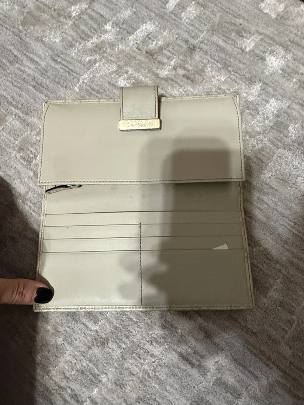 Gucci Cream GG Continental Wallet with Gold-Tone Accent